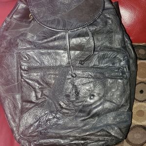 La Bagoda Leather Patch Oversized Backpack